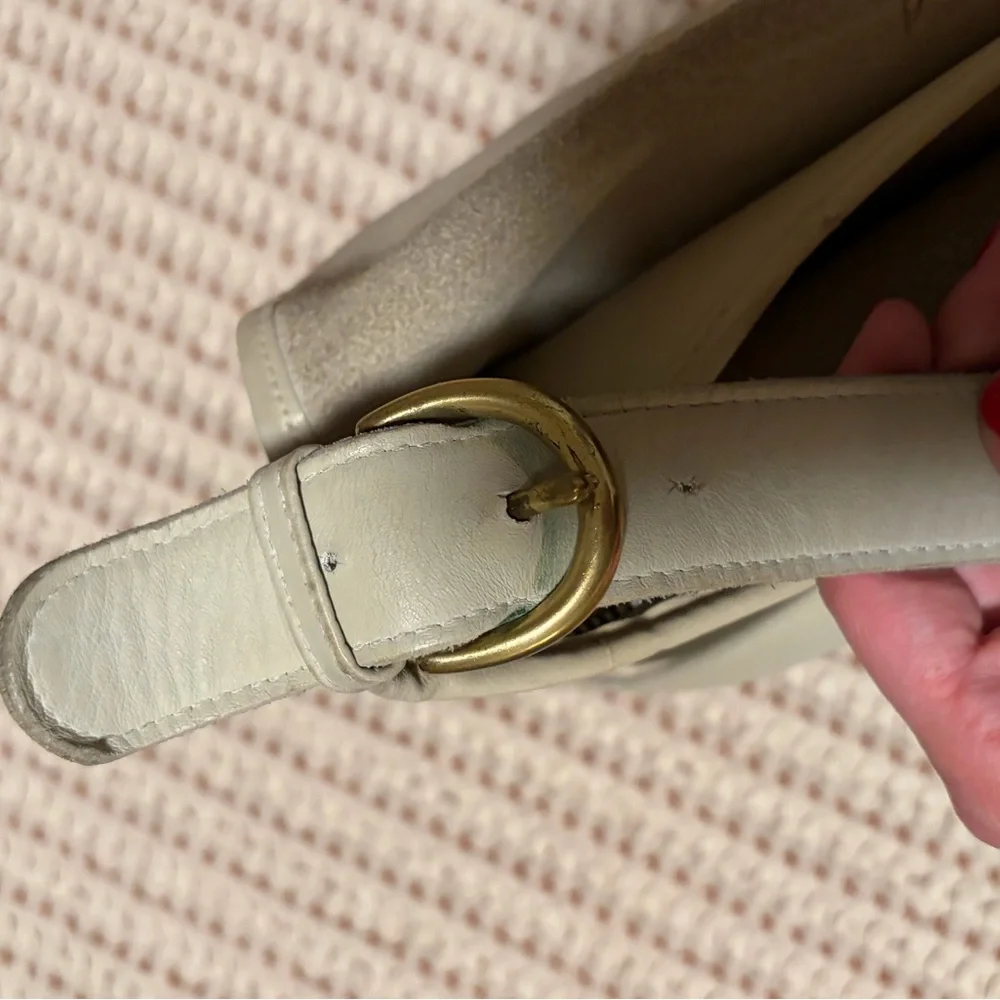 Vintage Coach Ivory Leather Flap Crossbody